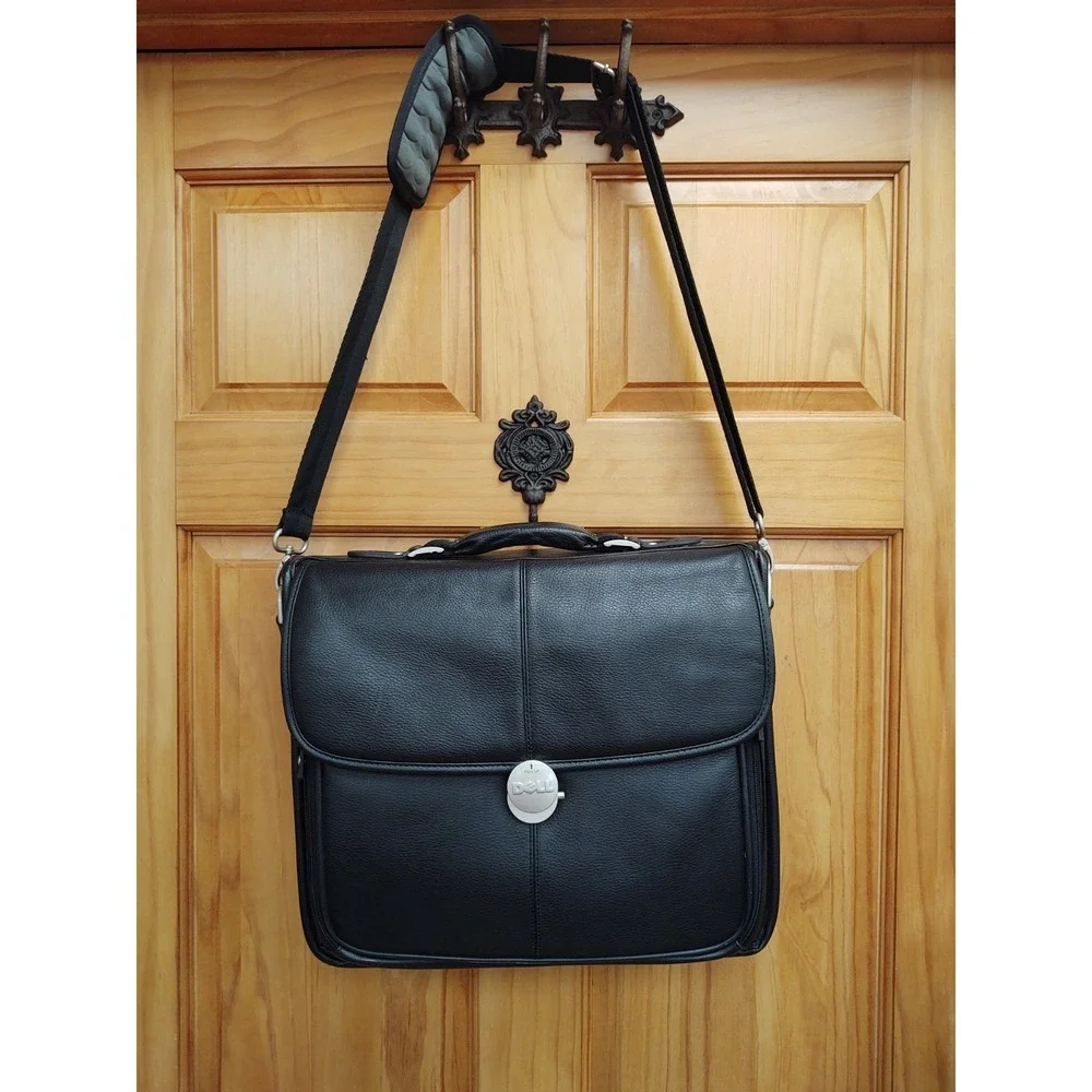 Dell Heavy Duty Leather Laptop Bag Case Professional Messenger Shoulder Strap